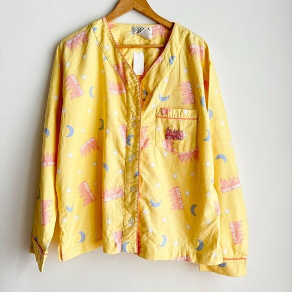 Vintage EGO from Zellers New York Print Flannel Pyjama Set 1XL - Picture 3 of 6